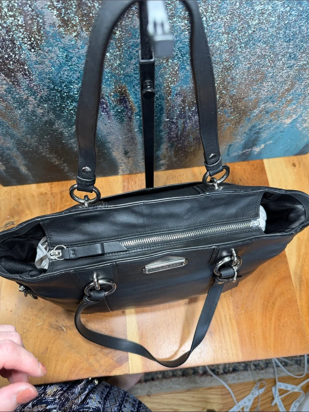 Coach Classic 2012 Black Leather Gallery East West Tote Bag